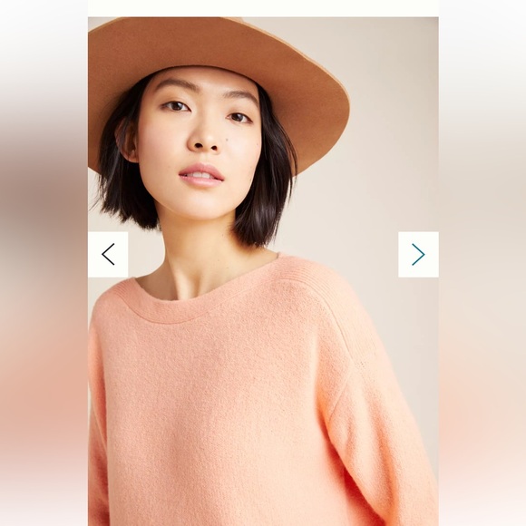 Anthropologie Naomi Peach Merino Wool Blend Long Length Sweater - Picture 2 of 9